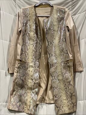 Vintage Algo Leather Blush Pink  and Iridescent Scales Duster EU 42